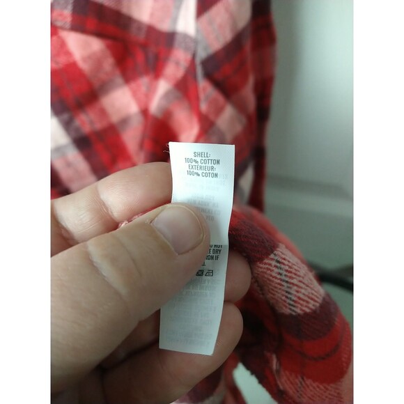 Aerie Woman XL  Oversized Red Flannel Plaid Button Down Shirt  LS Outdoor Casual - Picture 9 of 10